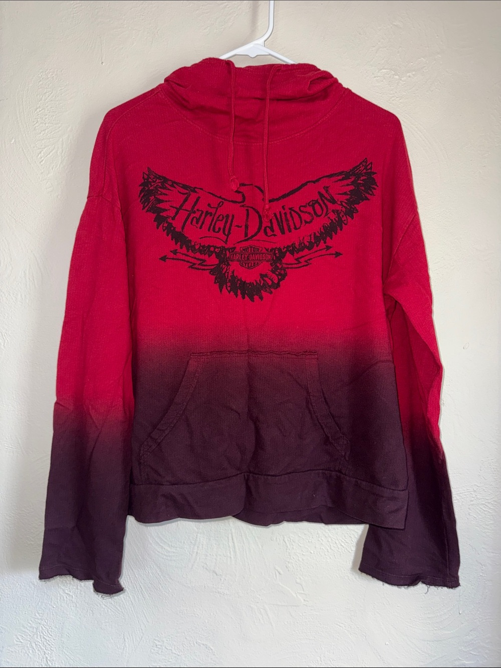 Harley-Davidson Eagle Ombre Hoodie Red Black Fade Genuine MotorClothes Size L